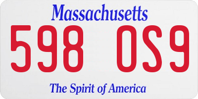 MA license plate 598OS9
