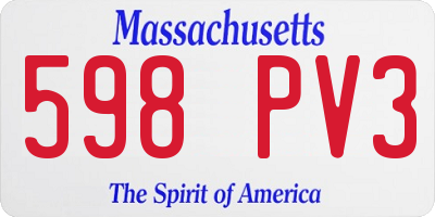 MA license plate 598PV3