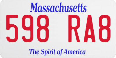 MA license plate 598RA8