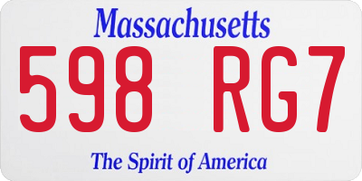 MA license plate 598RG7