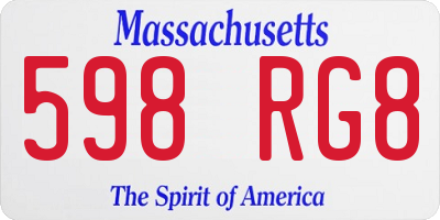MA license plate 598RG8