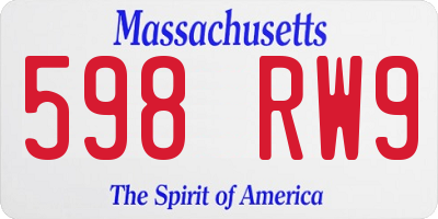 MA license plate 598RW9
