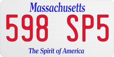 MA license plate 598SP5