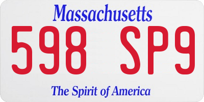 MA license plate 598SP9