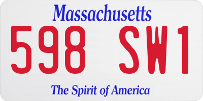 MA license plate 598SW1