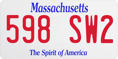 MA license plate 598SW2