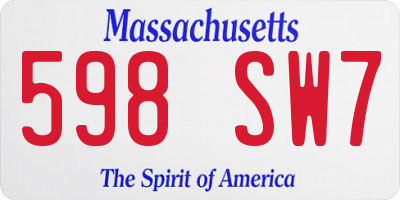 MA license plate 598SW7