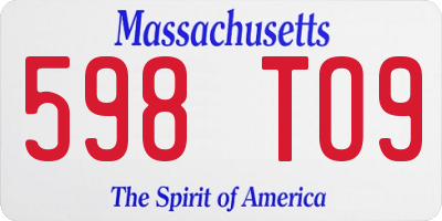 MA license plate 598TO9