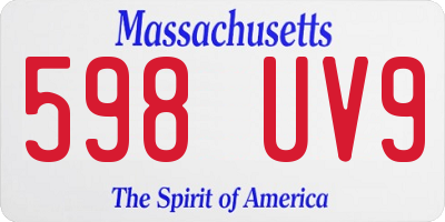 MA license plate 598UV9