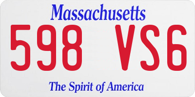 MA license plate 598VS6