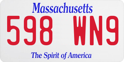 MA license plate 598WN9