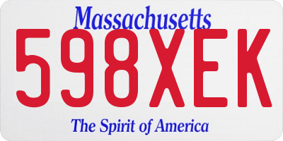 MA license plate 598XEK