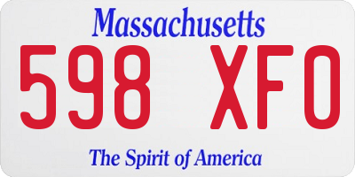 MA license plate 598XF0