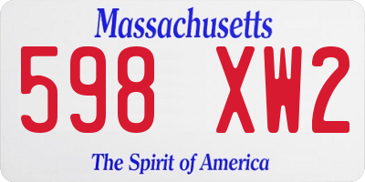 MA license plate 598XW2