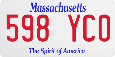 MA license plate 598YC0