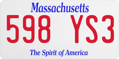 MA license plate 598YS3