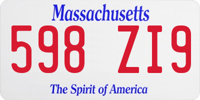 MA license plate 598ZI9