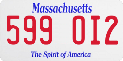 MA license plate 599OI2