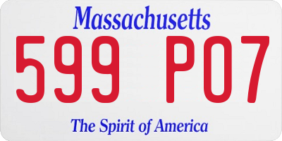 MA license plate 599PO7