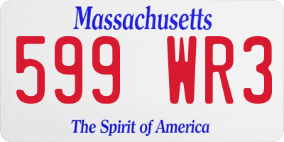 MA license plate 599WR3