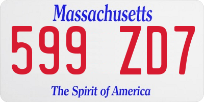 MA license plate 599ZD7