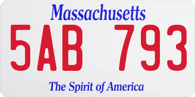 MA license plate 5AB793