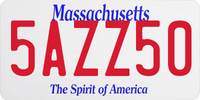 MA license plate 5AZZ50