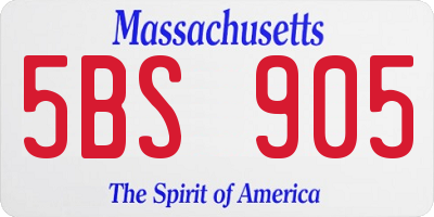 MA license plate 5BS905