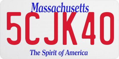 MA license plate 5CJK40