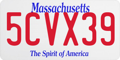 MA license plate 5CVX39