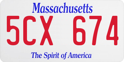 MA license plate 5CX674