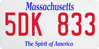 MA license plate 5DK833