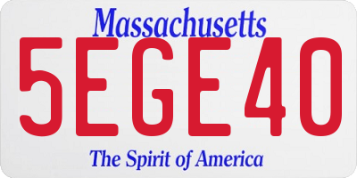 MA license plate 5EGE40