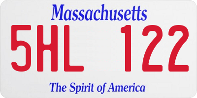 MA license plate 5HL122