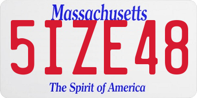 MA license plate 5IZE48