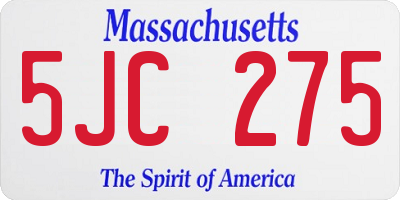 MA license plate 5JC275