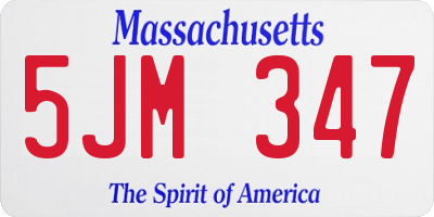 MA license plate 5JM347