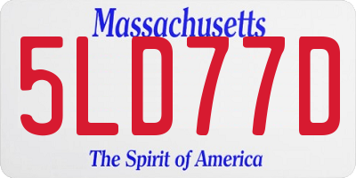 MA license plate 5LD77D