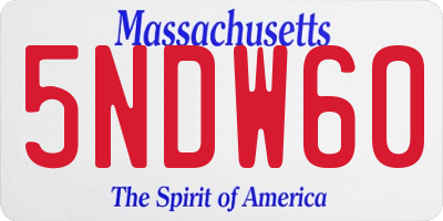 MA license plate 5NDW60
