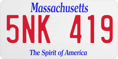 MA license plate 5NK419