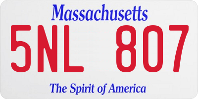 MA license plate 5NL807