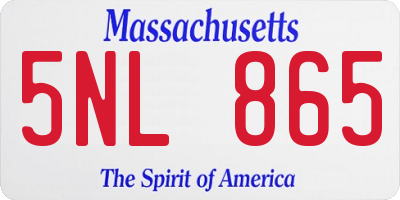 MA license plate 5NL865