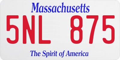 MA license plate 5NL875