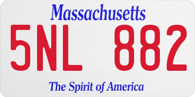 MA license plate 5NL882