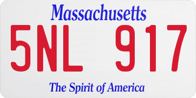 MA license plate 5NL917
