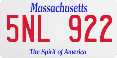 MA license plate 5NL922