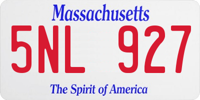 MA license plate 5NL927