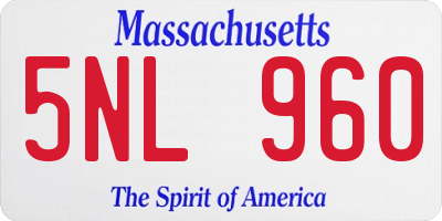 MA license plate 5NL960