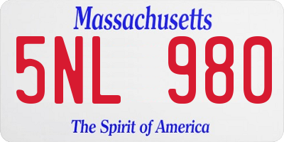 MA license plate 5NL980