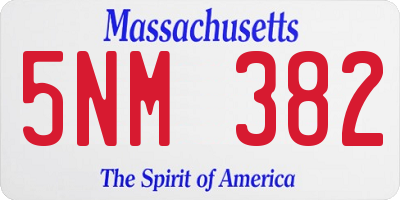MA license plate 5NM382